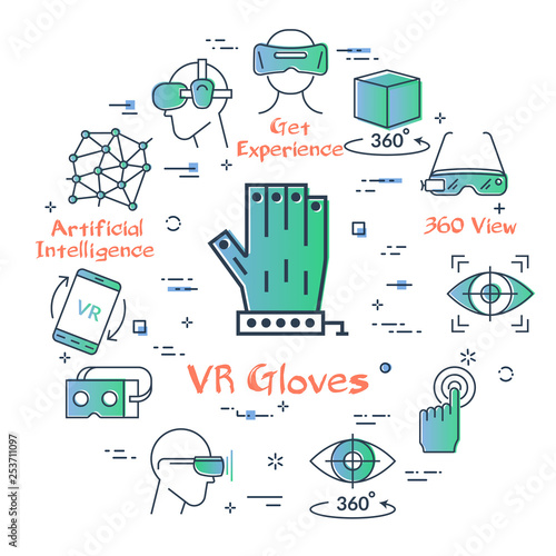 Vector virtual reality concept - VR gloves