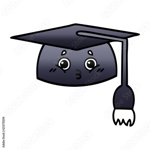 gradient shaded cartoon graduation hat