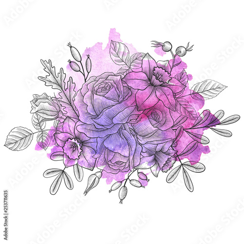 vintage vector floral composition