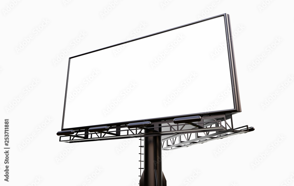 Obraz premium 3D rendering of blank billboard (empty advertisement) isolated on white background - mock up template