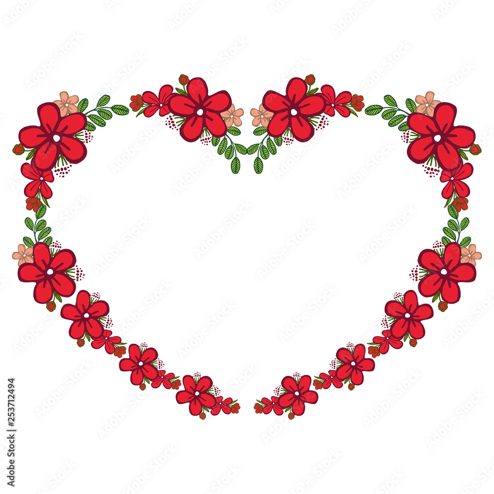 Vector illustration crowd frame flower red for greeting cards Vector illustration crowd frame flower red for greeting cards