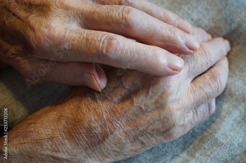 hands of elderly person in nursinghome photo
