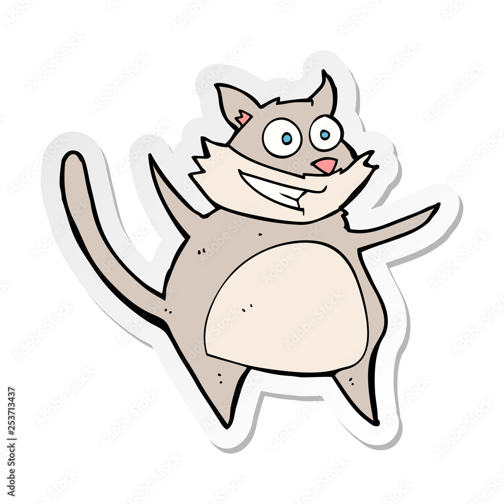 sticker of a funny cartoon cat sticker of a funny cartoon cat