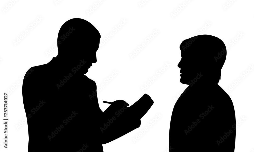 man making interview, silhouette vector