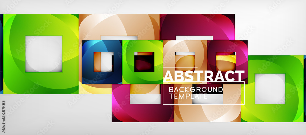 Naklejka premium Background with color squares composition, modern geometric abstraction design for poster, cover, branding or banner