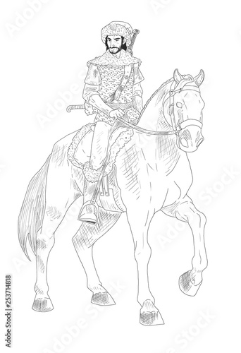 horse and warrior sketch