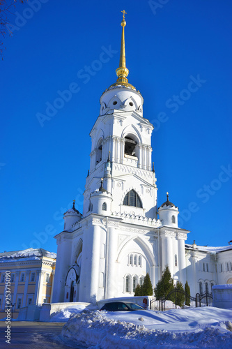 Vladimir, Russia - February 16.2019: Dormition or Assumption Cathedral was a mother church of Medieval Russia