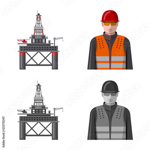 Vector design of oil and gas sign. Collection of oil and petrol stock vector illustration.