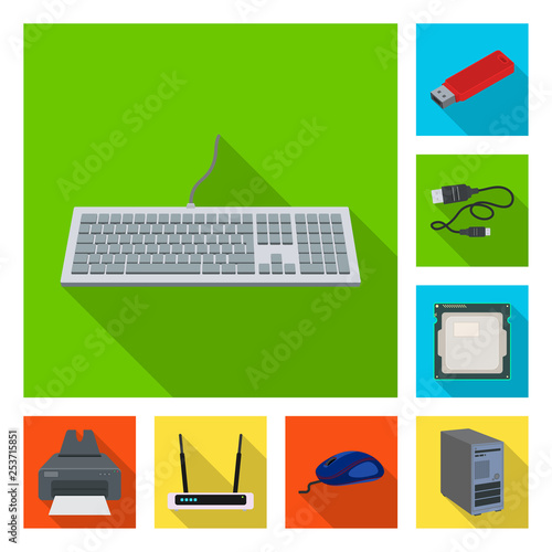 Vector design of laptop and device sign. Collection of laptop and server stock vector illustration.