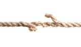 Rupture of cotton rope on white background