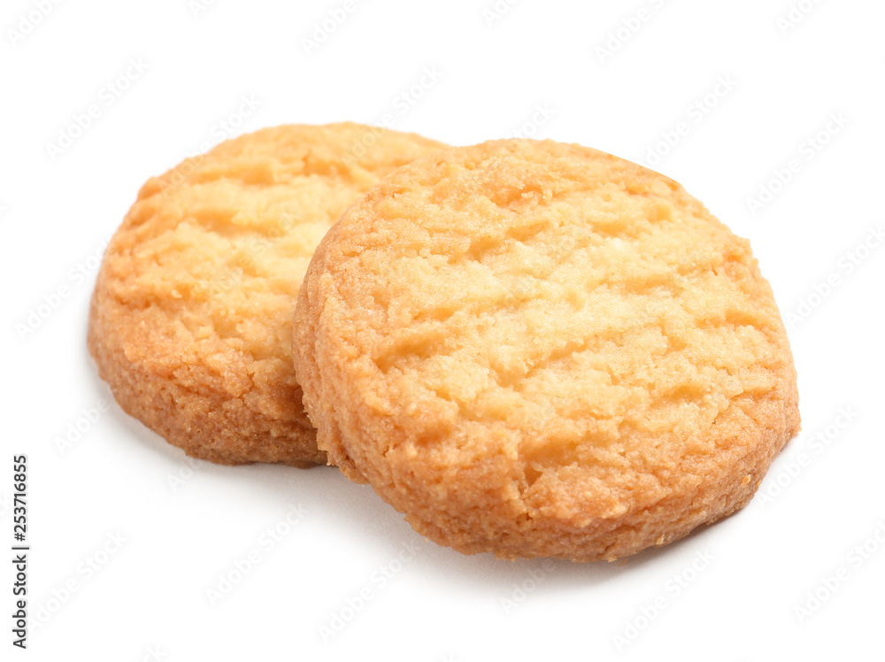 Tasty Danish butter cookies isolated on white Tasty Danish butter cookies isolated on white