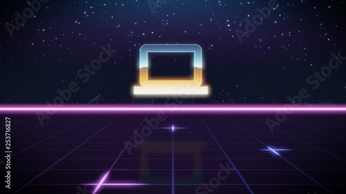 Принти на полотні synthwave retro design icon of computer
