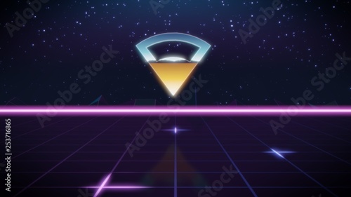 Vászonkép synthwave retro design icon of connection