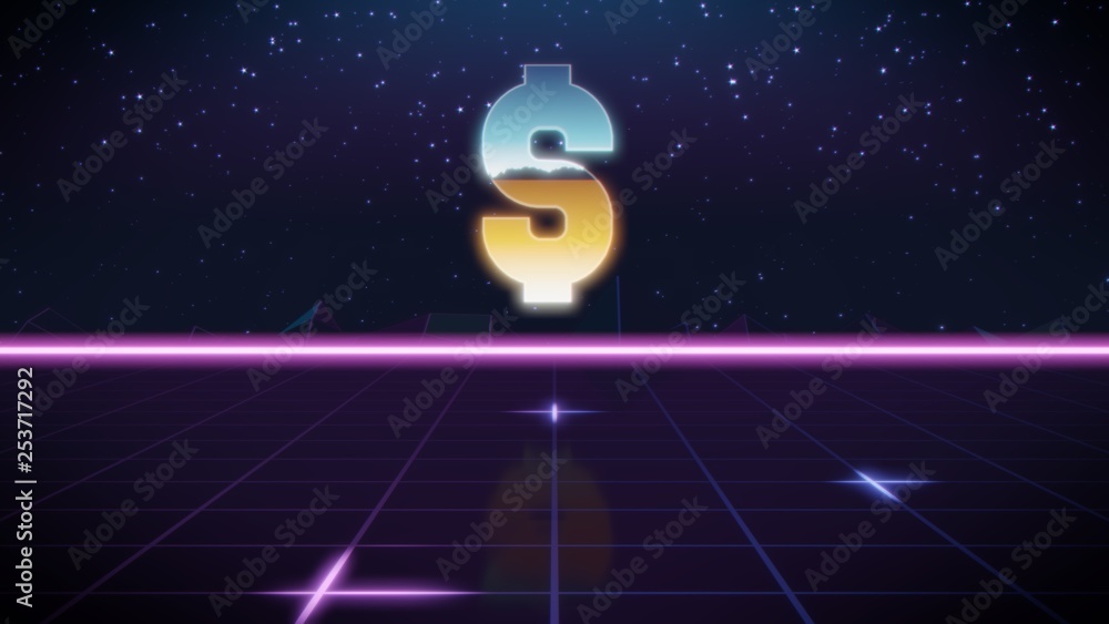 synthwave retro design icon of dollar synthwave retro design icon of dollar
