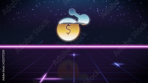 Fényképezés synthwave retro design icon of dollar