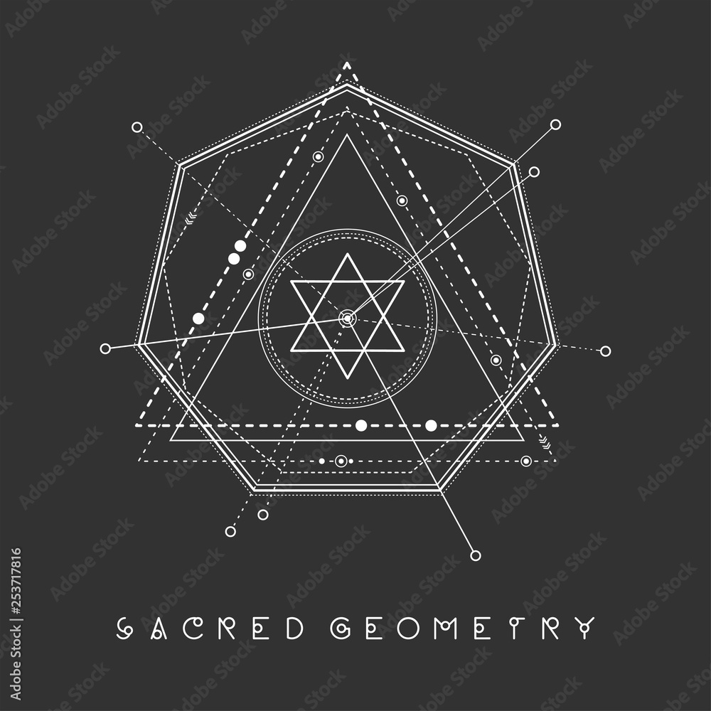 Fototapeta premium Esoteric sacred geometry vector on black background
