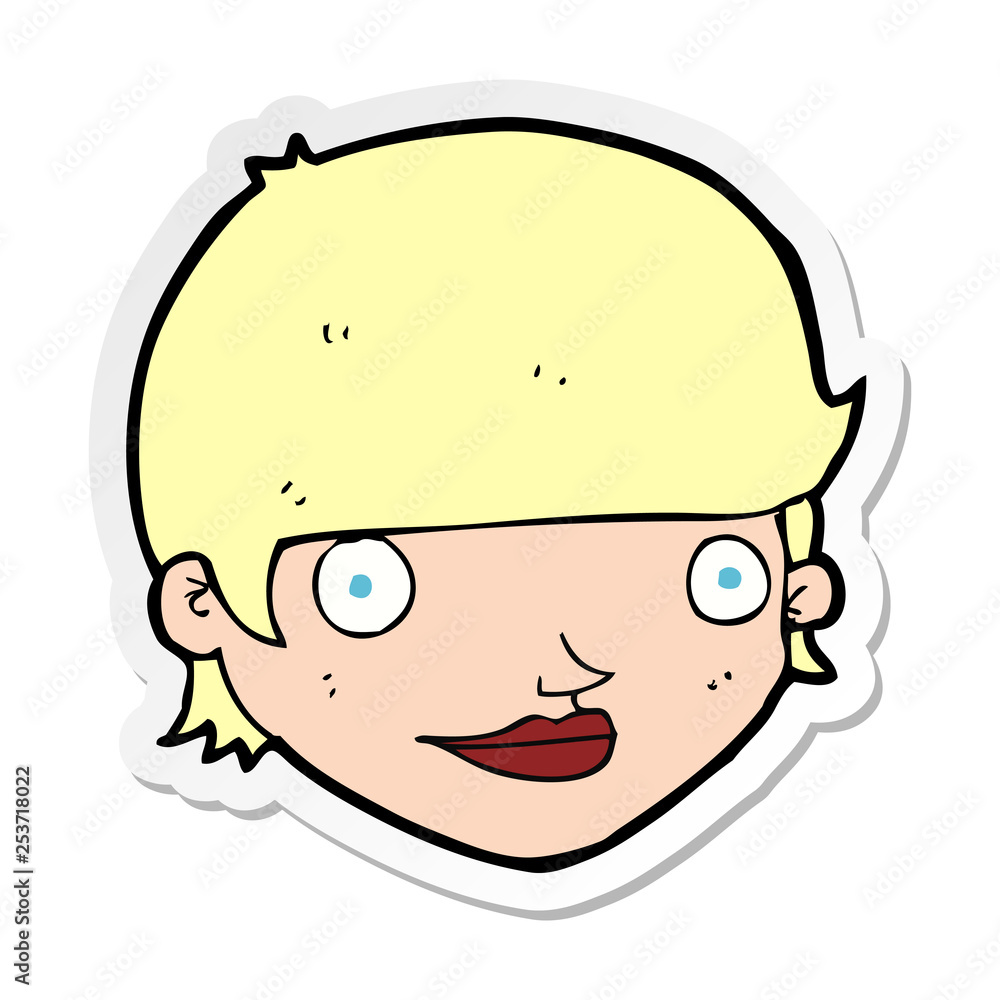 Fototapeta premium sticker of a cartoon happy female face