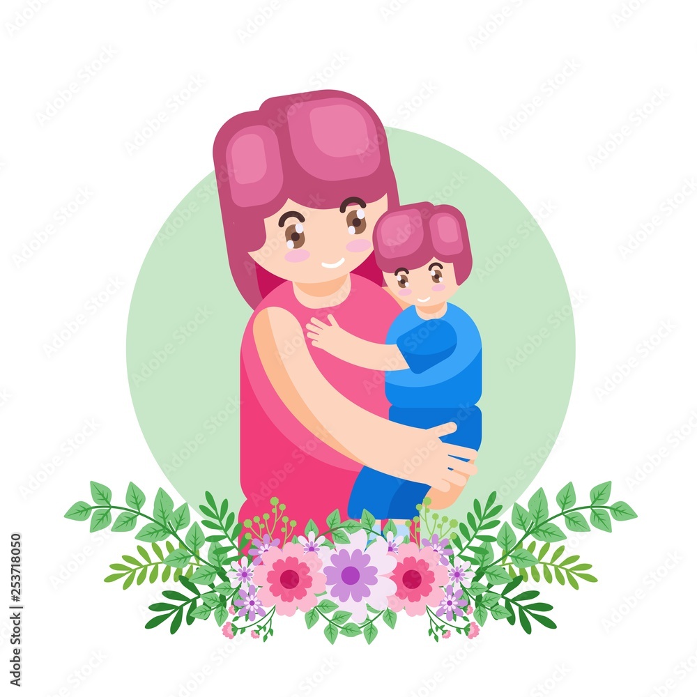 VECTOR ILLUSTRATION HAPPY MOTHER DAY FAMILY PARENT WITH LOVE AND CUTE FLOWER VECTOR ILLUSTRATION HAPPY MOTHER DAY FAMILY PARENT WITH LOVE AND CUTE FLOWER