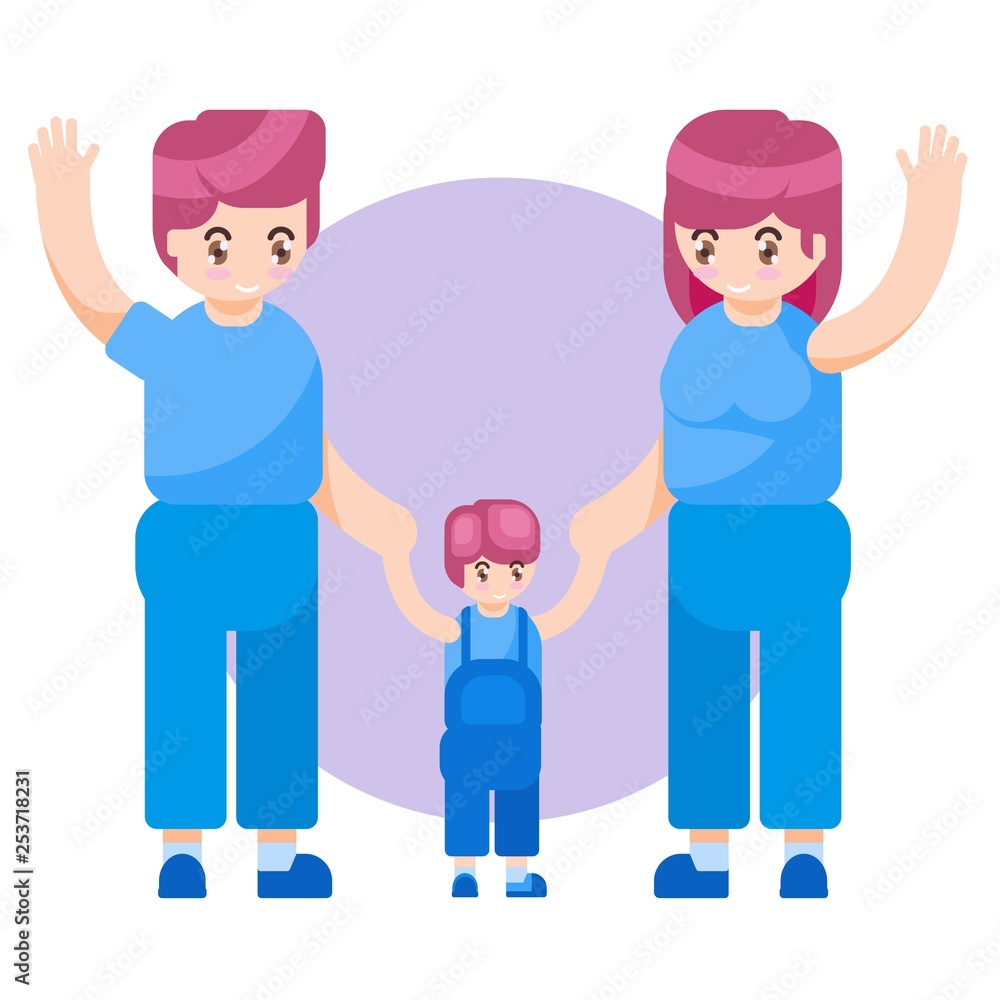 VECTOR ILLUSTRATION HAPPY MOTHER DAY FAMILY PARENT WITH LOVE AND CUTE FLOWER