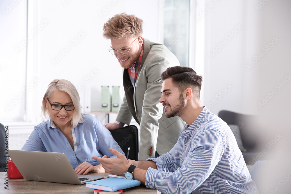 Business people discussing work matters in office. Professional communication Business people discussing work matters in office. Professional communication