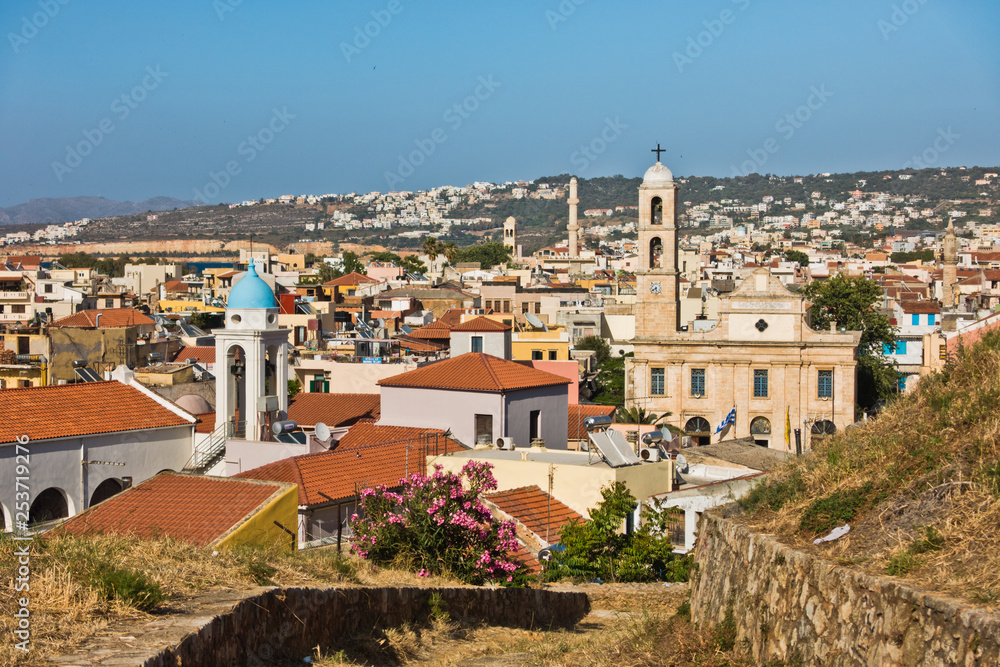 Cityscape of Chania and the old venetian harbor, island of Crete, Greece