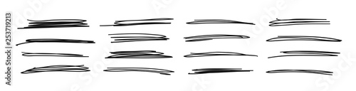 Hand drawn set of objects for design use. Black Vector doodle crossed out lines on white background.  Abstract pencil drawing stripes. Artistic illustration grunge elements strokes