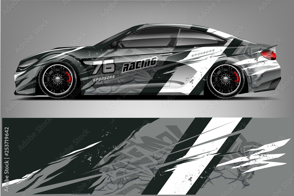 Sport car racing wrap design. vector design. - Vector  - obrazy, fototapety, plakaty 