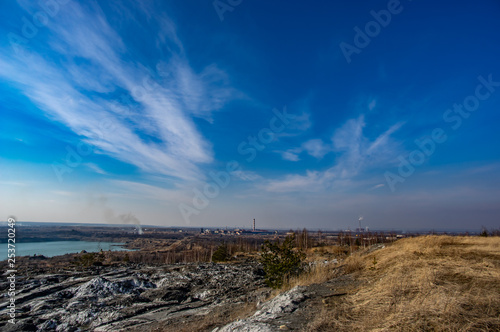 Panorama of the industrial zone from an abandoned career
