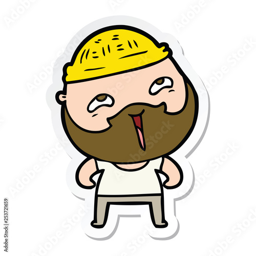 sticker of a cartoon happy bearded man