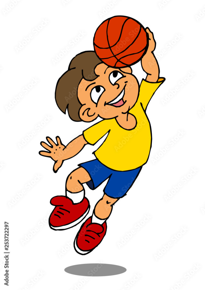 Boy playing basketball, children sports, color clipart Stock Vector ...