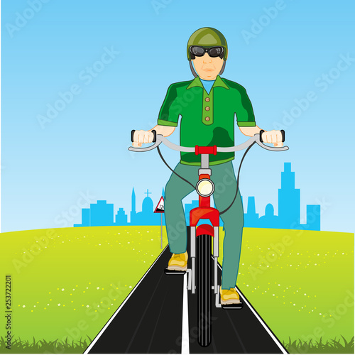 Vector illustration of the person goes on bicycle