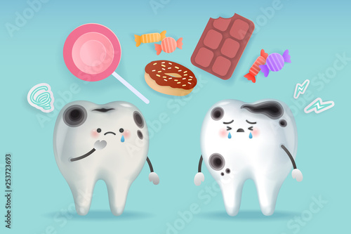 cartoon tooth with decay problem