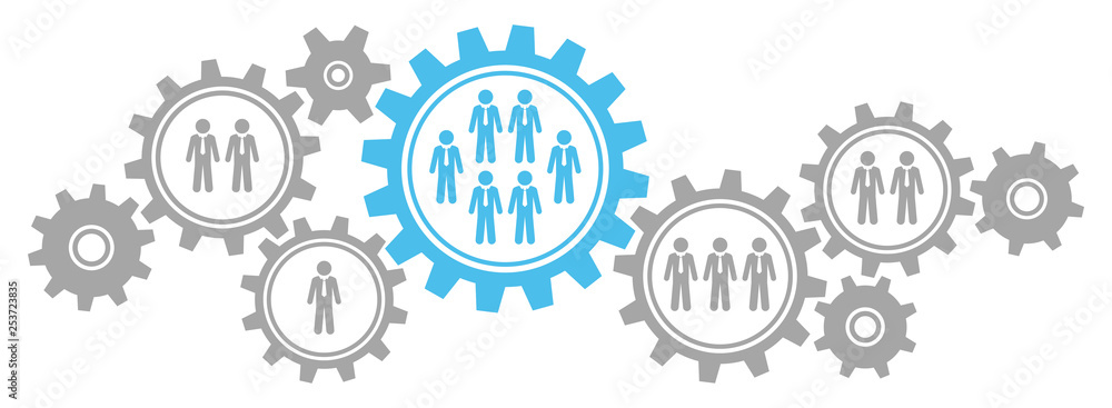 Zahnräder Business Männer Grau/Blau Zahnräder Business Männer Grau/Blau