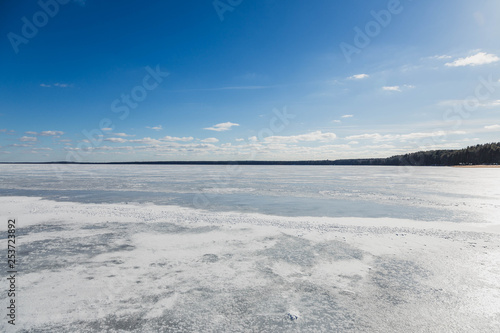 Wallpaper Mural Winter landscape with frozen lake in clear weather Torontodigital.ca