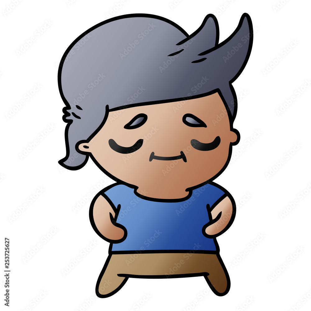 gradient cartoon of kawaii cute grey haired man
