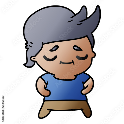 gradient cartoon of kawaii cute grey haired man