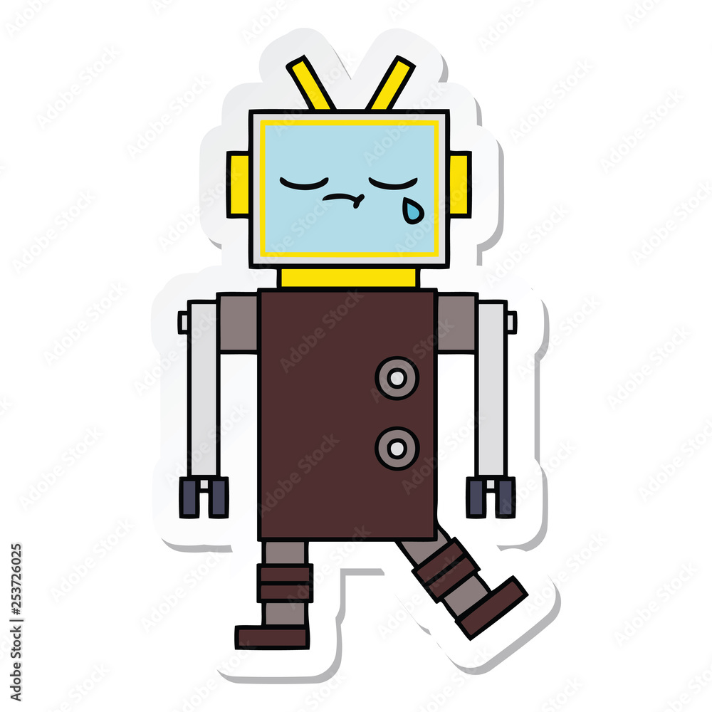 sticker of a cute cartoon robot sticker of a cute cartoon robot