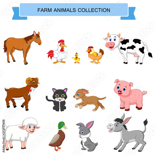 Fototapeta Naklejka Na Ścianę i Meble -  Cartoon farm animals collection