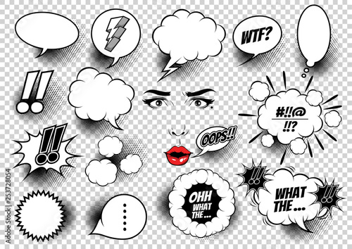comic speech bubbles , doodle art, Vector illustration, you can place relevant content on the area. photo