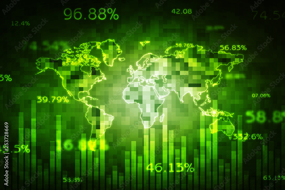Stock Market Chart with graph and rows of currency, stock exchange and finance concept Stock Market Chart with graph and rows of currency, stock exchange and finance concept