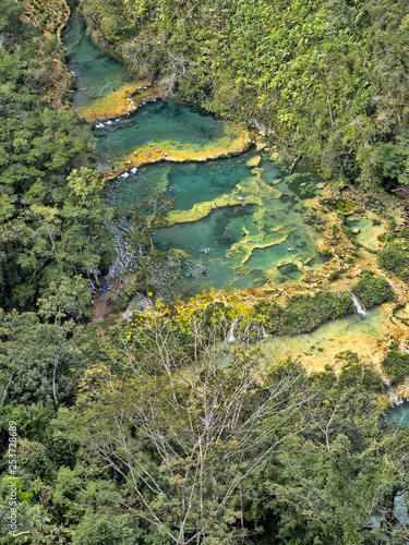 Top view of the beautiful cascade  Semuc champey  Guatemala.