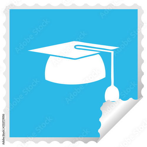 square peeling sticker cartoon graduation hat