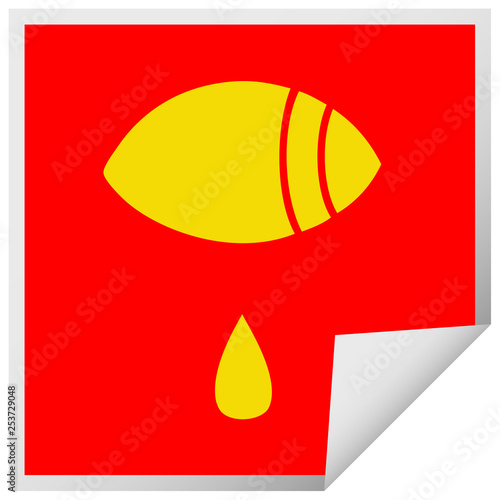 square peeling sticker cartoon crying eye looking to one side