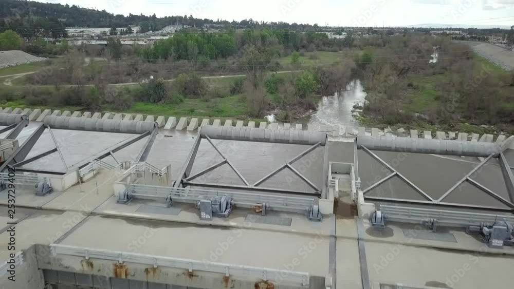 Reverse flyover of concrete dam Reverse flyover of concrete dam