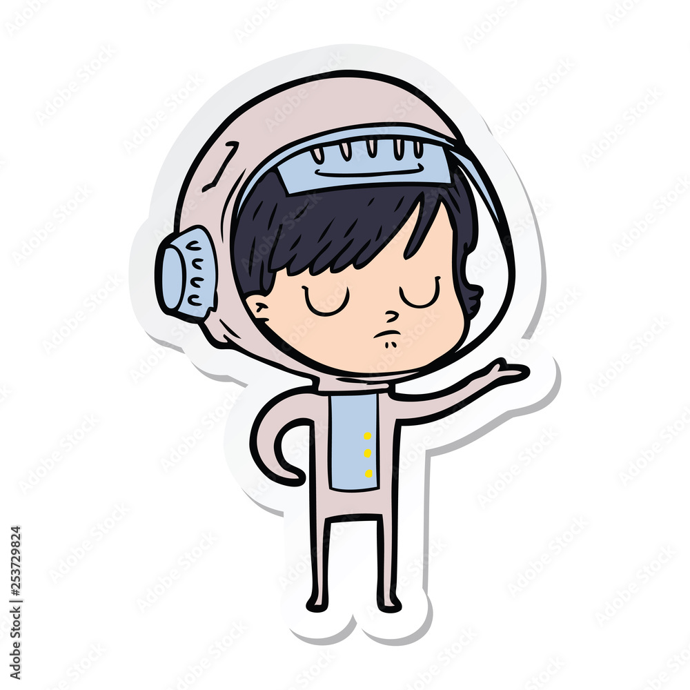 sticker of a cartoon astronaut woman