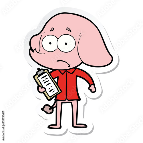 sticker of a cartoon unsure elephant