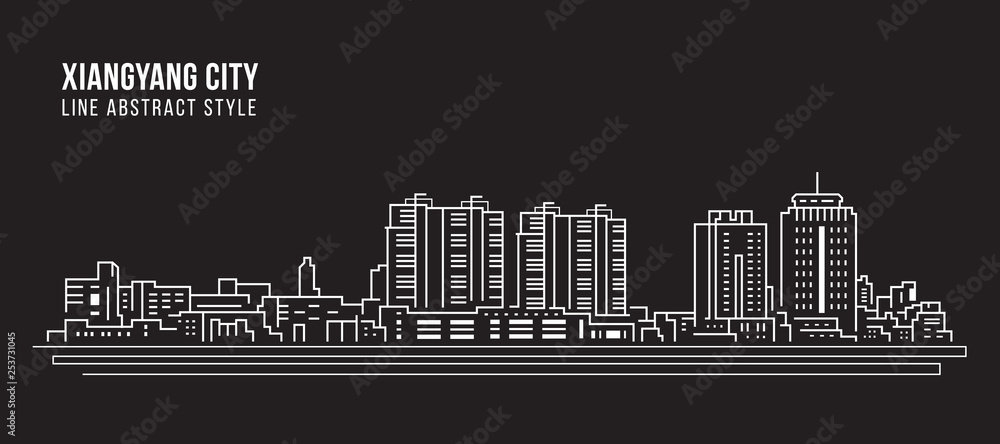 Cityscape Building Line art Vector Illustration design -  Xiangyang city