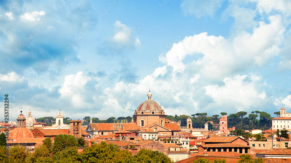 Rome panorama, Italy. Rome landmark architecture