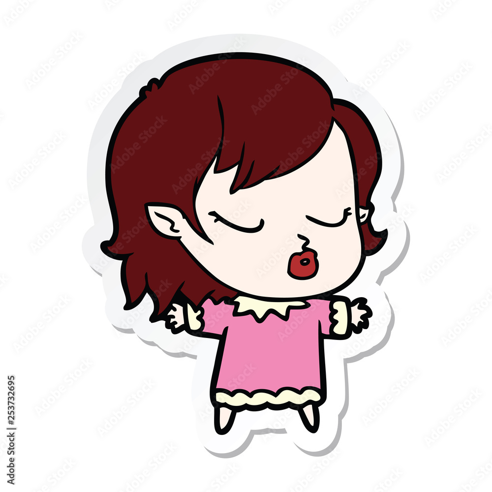sticker of a cute cartoon vampire girl sticker of a cute cartoon vampire girl