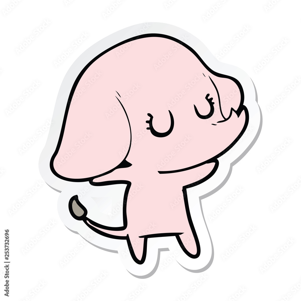 sticker of a cute cartoon elephant sticker of a cute cartoon elephant